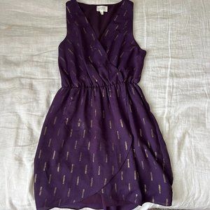 Everly Boutique Purple Mini Dress with Gold Detailing